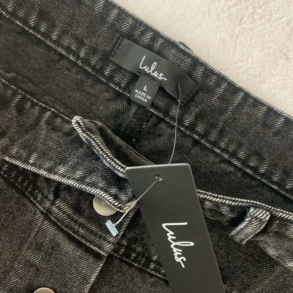 Lulu’s Real Babe Black High Waisted Button-Up Denim Mini Skirt - Picture 5 of 6